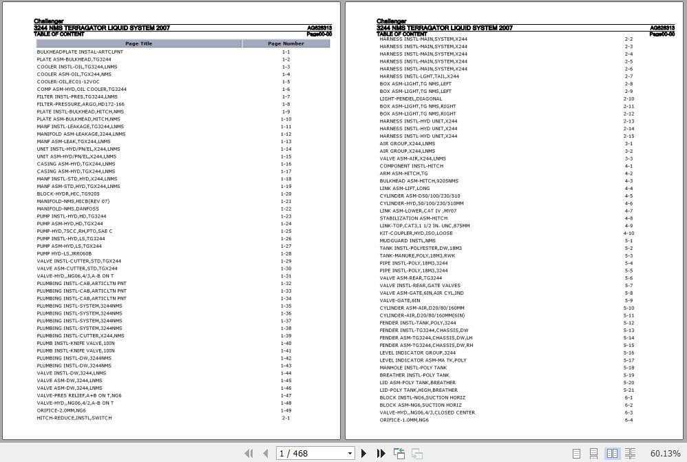 Challenger Terragator 3244 NMS Liquid System Parts Catalog AG626313 1