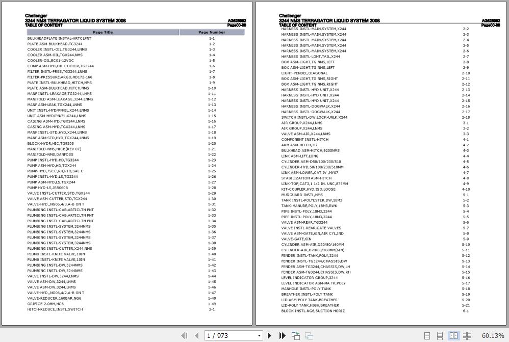 Challenger Terragator 3244 NMS Liquid System Parts Catalog AG626982 1