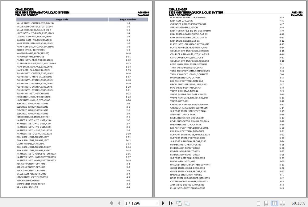Challenger Terragator 8333 NMS Liquid System Parts Catalog AG631993 1