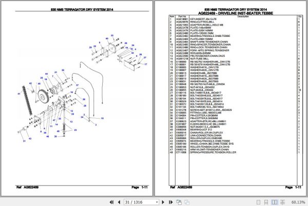 Challenger Terragator 835 NMS Dry System Parts Catalog AG641816 2