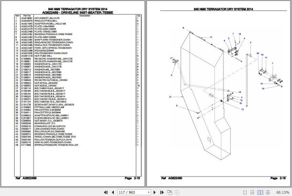 Challenger Terragator 845 NMS Dry System Parts Catalog AG6424262 2