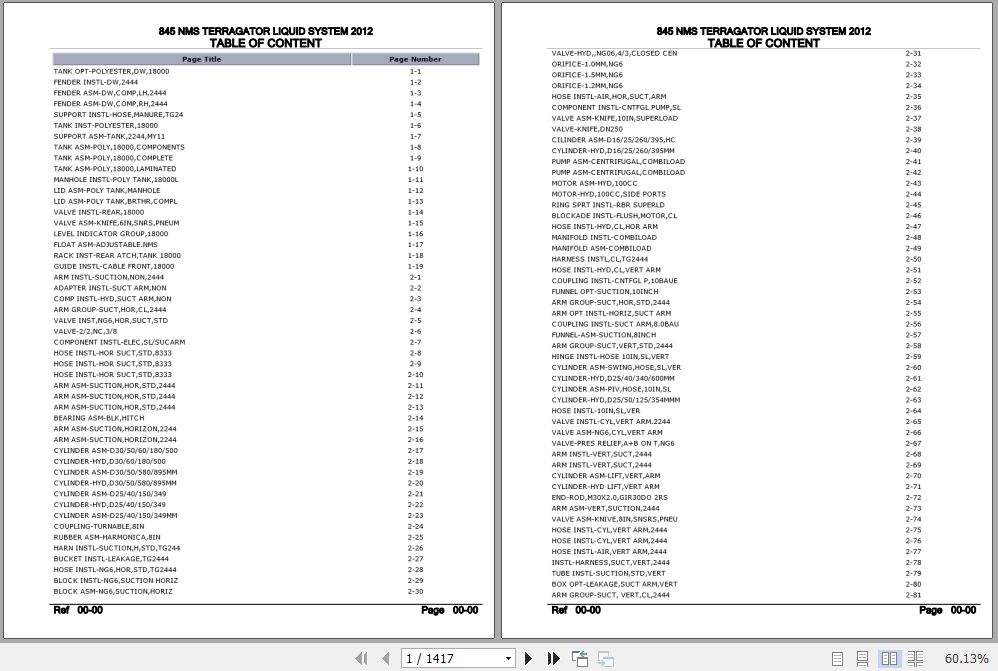 Challenger Terragator 845 NMS Liquid System Parts Catalog AG638274 1