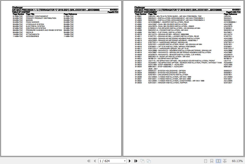 Challenger Terragator Air Max Precision 1 2 Parts Catalog 604050D1 1