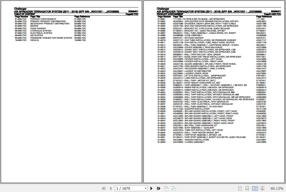 Challenger Terragator Air Spreader System Parts Catalog 558894D1 1