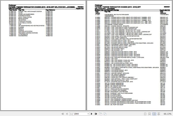 Challenger Terragator TG7300B TG8300B Chassis Parts Catalog 568645D1 1