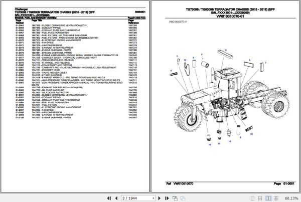 Challenger Terragator TG7300B TG8300B Chassis Parts Catalog 568645D1 2
