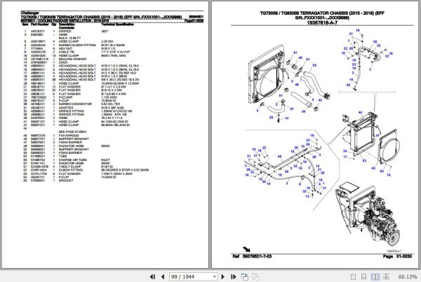 Challenger Terragator TG7300B TG8300B Chassis Parts Catalog 568645D1 3