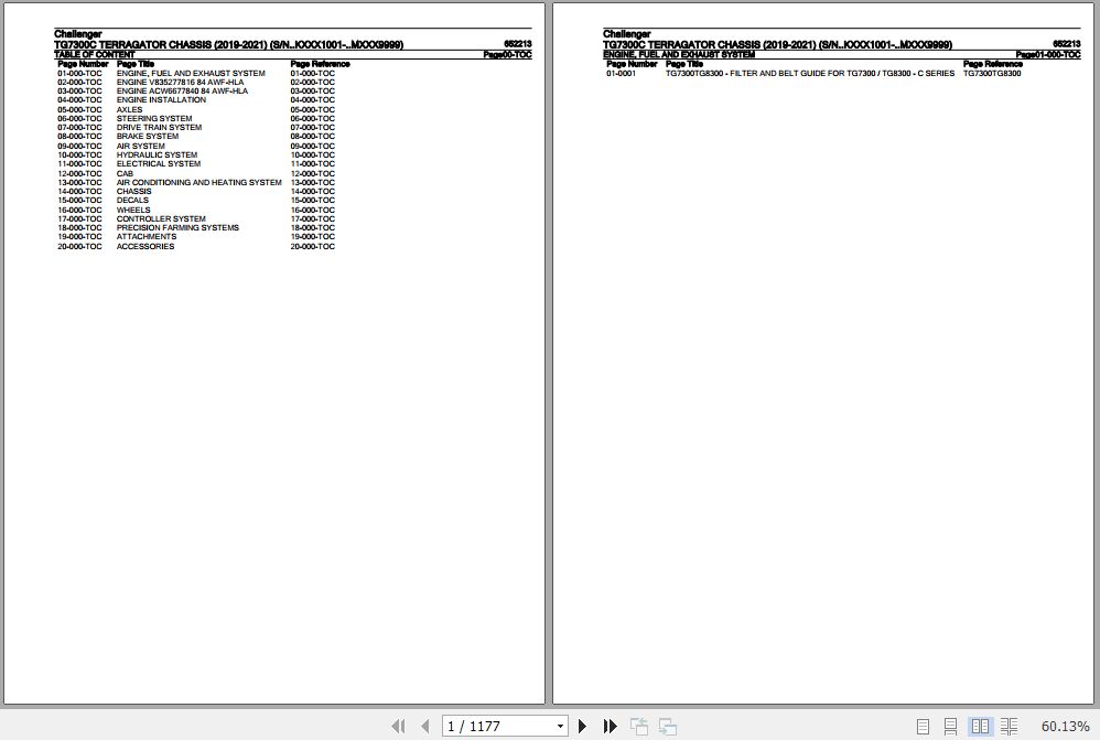 Challenger Terragator TG7300C Chassis Parts Catalog 652213 1