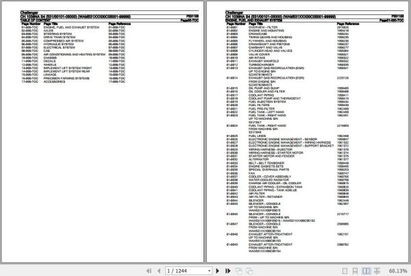 Challenger Tractor CH 1038NA S4 Parts Catalog F531105 1