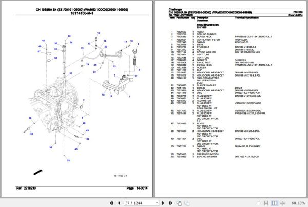 Challenger Tractor CH 1038NA S4 Parts Catalog F531105 3