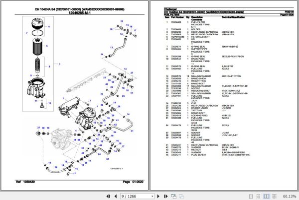 Challenger Tractor CH 1042NA S4 Parts Catalog F532105 2