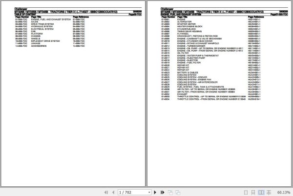 Challenger Tractor MT325B MT335B MT345B Parts Catalog 3906206 1