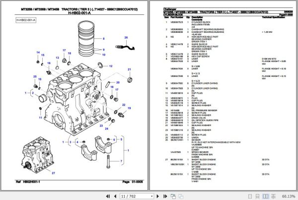Challenger Tractor MT325B MT335B MT345B Parts Catalog 3906206 2