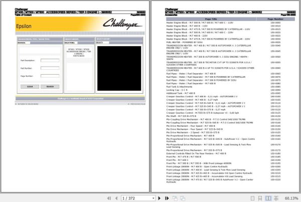 Challenger Tractor MT400 MT500 MT600 Accessories Series Tier 3 Engine Parts Catalog 3906052 1
