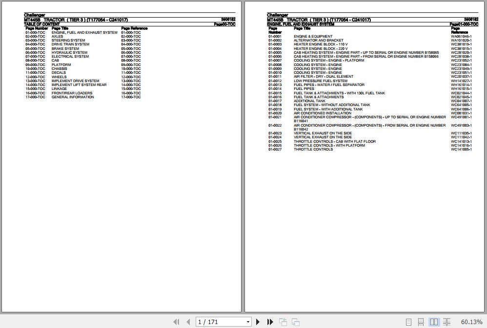 Challenger Tractor MT445B Parts Catalog 3906182 1