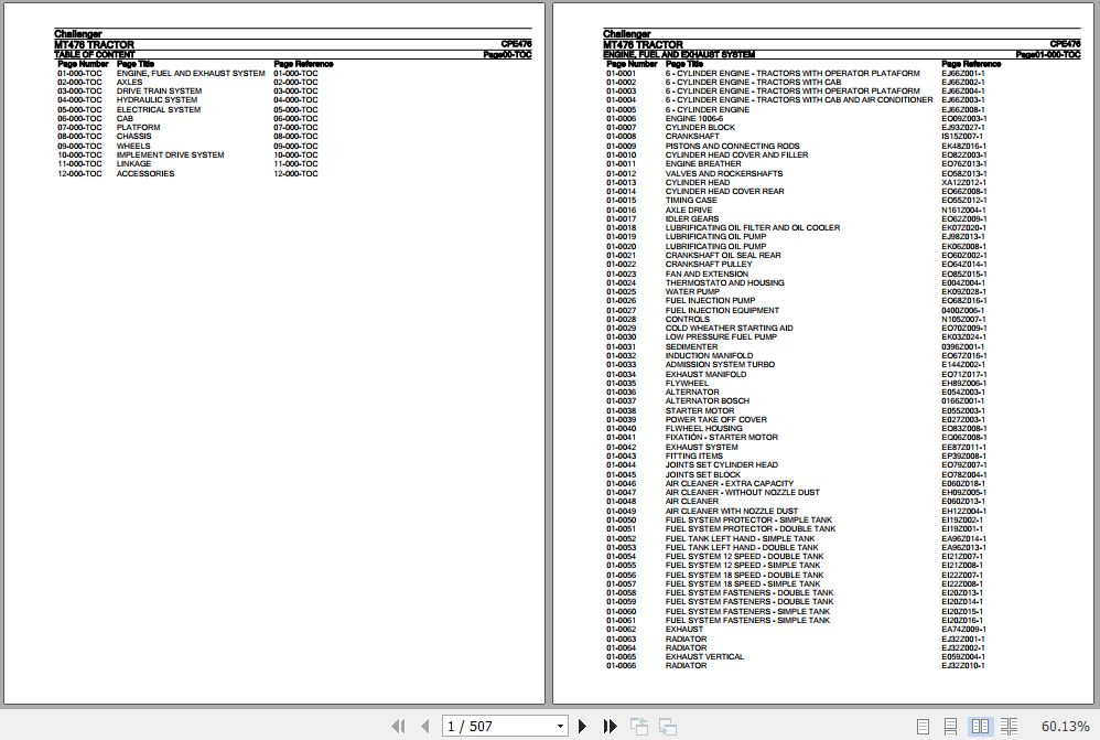 Challenger Tractor MT476 Parts Catalog CPE476 1