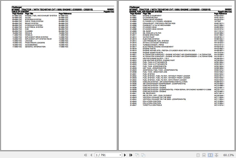 Challenger Tractor MT555D Parts Catalog 3906361 1