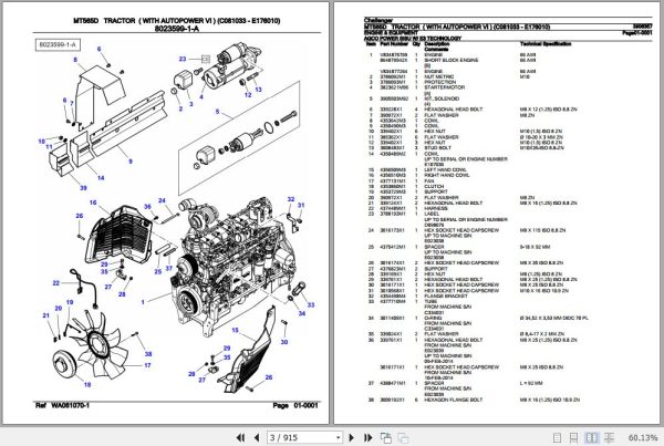 Challenger Tractor MT565D Parts Catalog 3906357 2