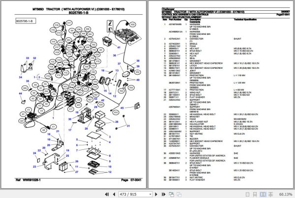 Challenger Tractor MT565D Parts Catalog 3906357 3