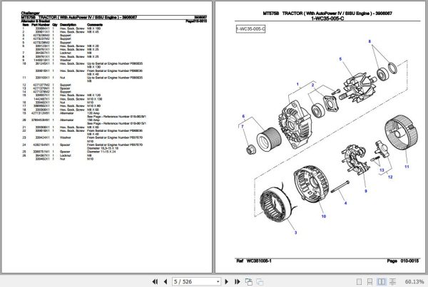 Challenger Tractor MT575B Parts Catalog 3906067 2