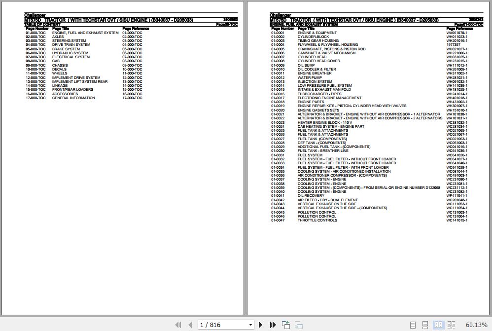 Challenger Tractor MT575D Parts Catalog 3906363 1