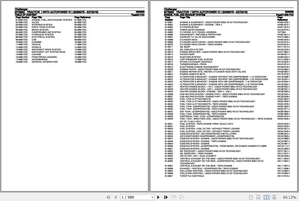 Challenger Tractor MT585D Parts Catalog 3906359 1