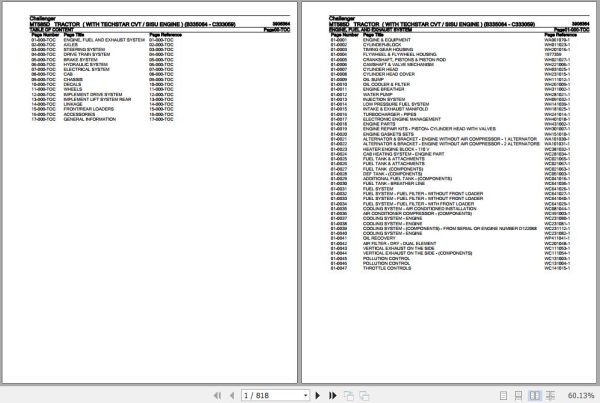 Challenger Tractor MT585D Parts Catalog 3906364 1