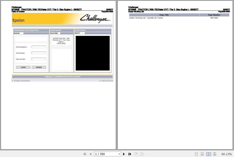 Challenger Tractor MT595B Parts Catalog 3906277 1