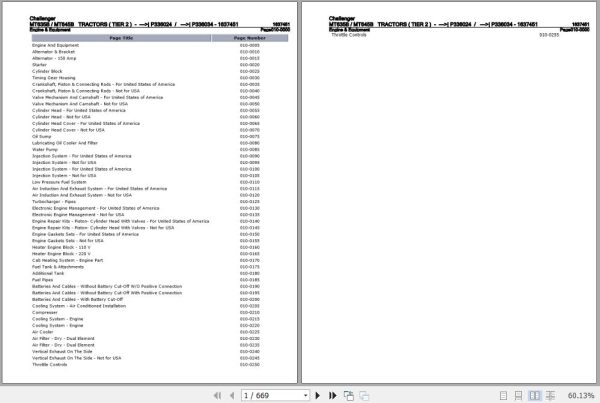 Challenger Tractor MT635B MT645B Parts Catalog 1637451 1