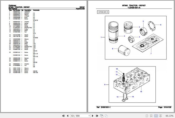 Challenger Tractor MT645 Parts Catalog 1637427 2
