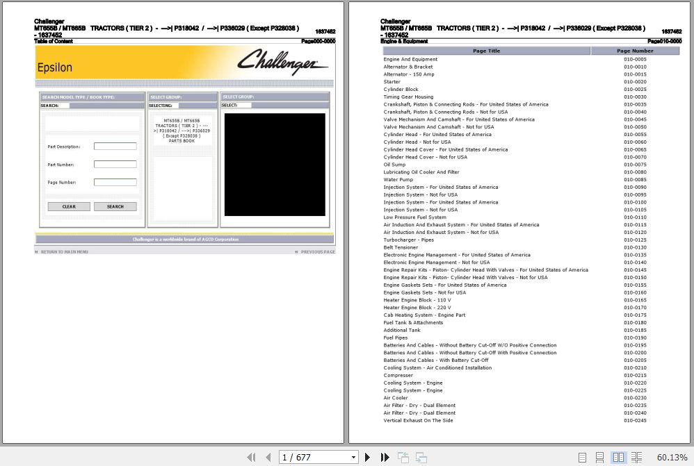 Challenger Tractor MT655B MT665B Parts Catalog 1637452 1
