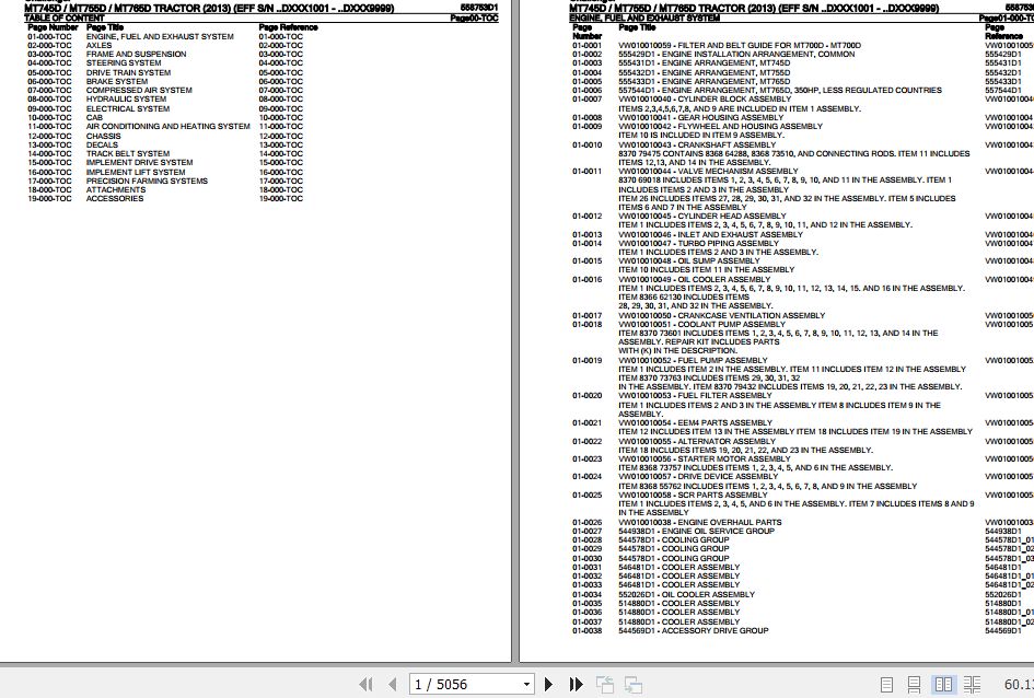 Challenger Tractor MT745D MT755D MT765D Parts Catalog 558753D1 1