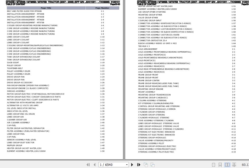 Challenger Tractor MT945B MT955B MT965B MT975B Parts Catalog 512631D1 1