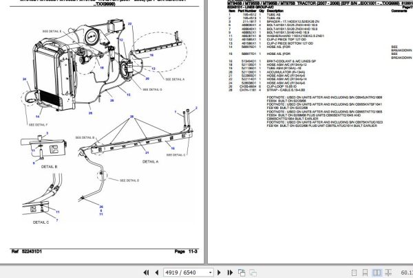 Challenger Tractor MT945B MT955B MT965B MT975B Parts Catalog 512631D1 3