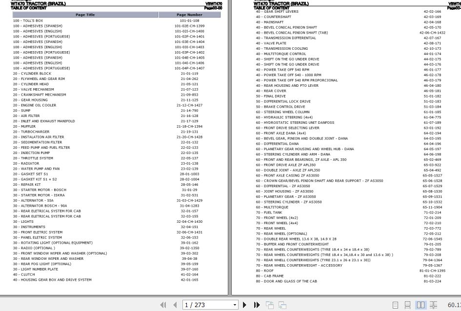 Challenger Tractor WT470 Parts Catalog VBWT470 1