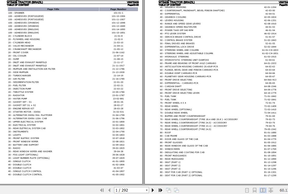 Challenger Tractor WT540B Parts Catalog VBWT540B 1