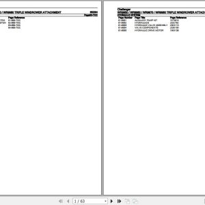 Challenger Triple Windrower Attachment WR9950 WR9960 WR9970 WR9980 Parts Catalog 652294 1