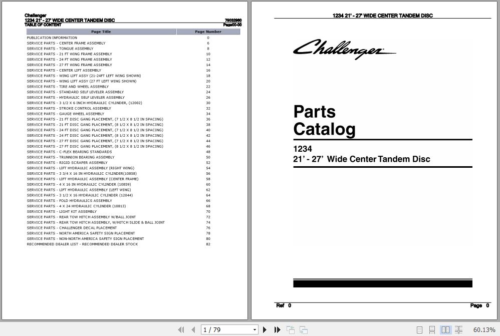 Challenger Wide Center Tandem Disc 1234 21 27 Parts Catalog 79032960 1