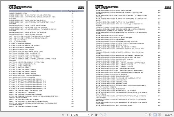 Challenger Windrower Tractor SP85B Parts Catalog 00723405 1