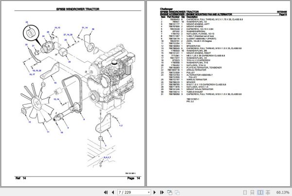 Challenger Windrower Tractor SP85B Parts Catalog 00723405 2
