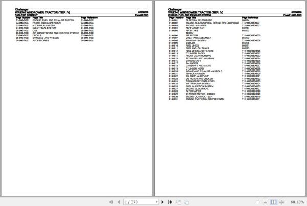 Challenger Windrower Tractor Tier IV WR9740 Parts Catalog 00738208 1