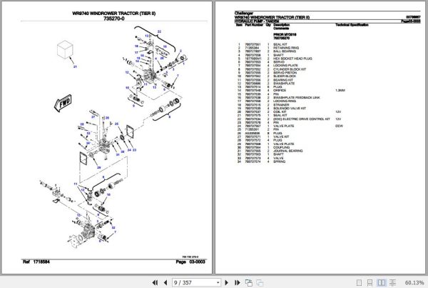 Challenger Windrower Tractor WR9740 Parts Catalog 00738867 2