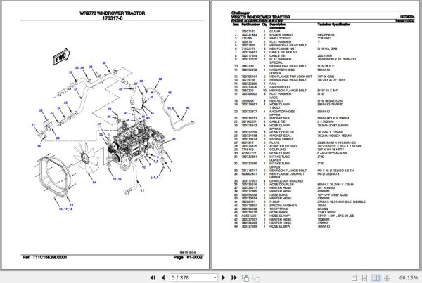 Challenger Windrower Tractor WR9770 Parts Catalog 00738204 2