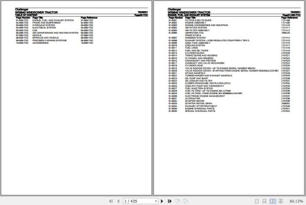 Challenger Windrower Tractor WR9840 Parts Catalog 79036301 1