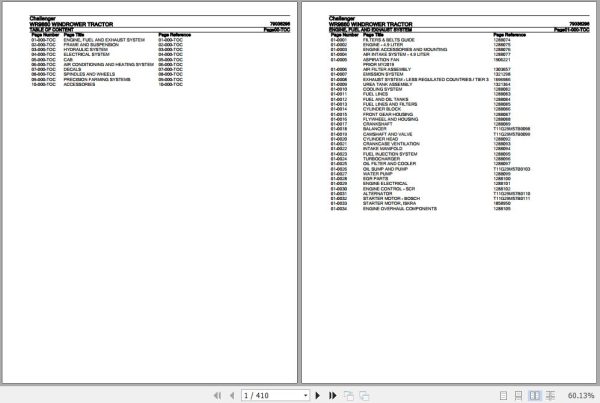 Challenger Windrower Tractor WR9860 Parts Catalog 79036296 1