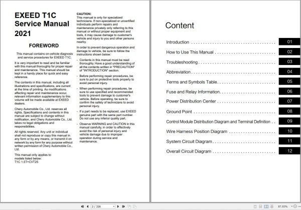 Chery T1C 1.5TCVT25 2021 Electric Diagrams 1