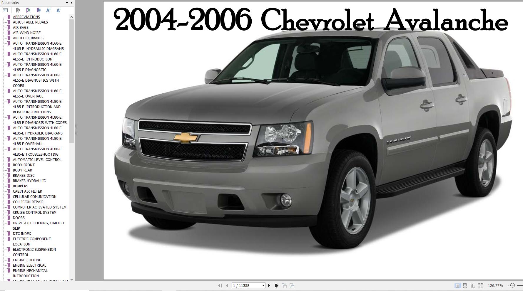 Chevrolet Avalanche 2004 2006 Service Repair Manual 1