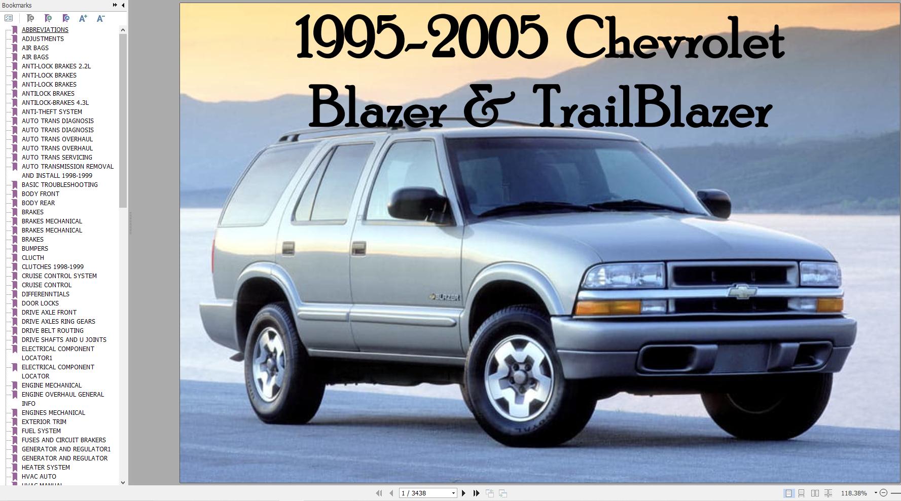 Chevrolet Blazer TrailBLazer 1995 2005 Service Repair Manual 1