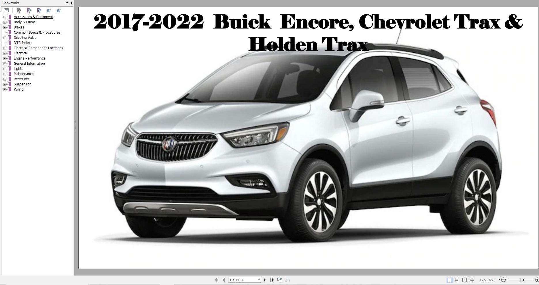 Chevrolet Buick Encore Trax Holden Trax 2013 2016 Service Repair Manual 1