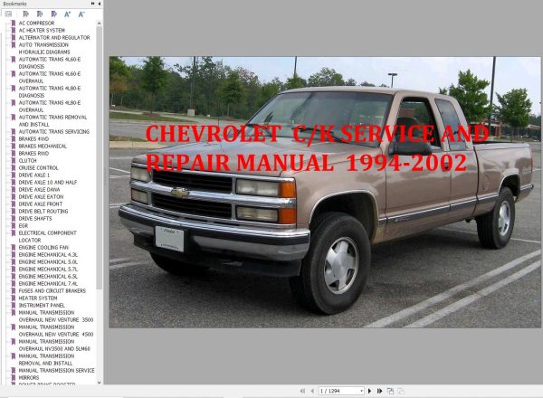 Chevrolet CK Pickup 1994 2002 Service Repair Manual 1